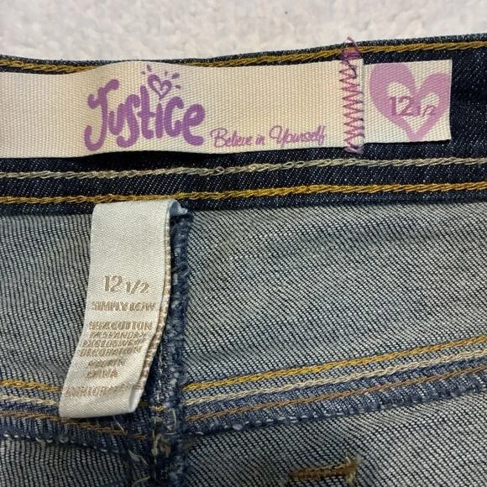 Justice Simply Low‎ Jeans Girls Size 12 1/2 Straight Stretch Denim